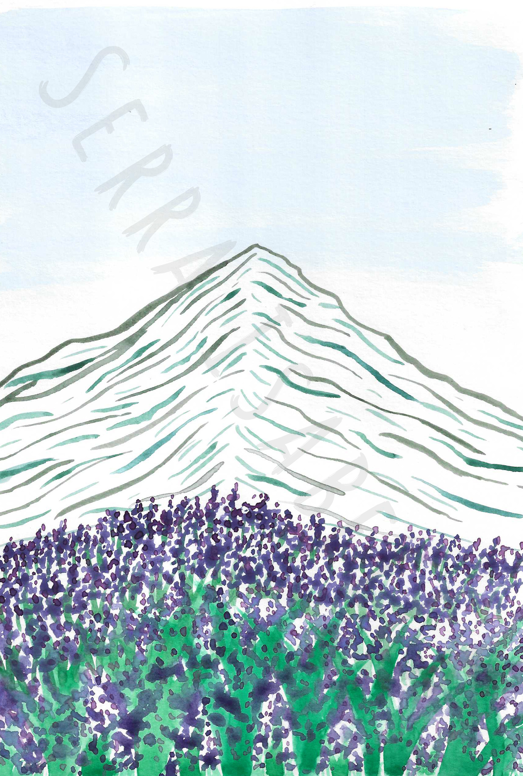 watercolor mountain landscape painting